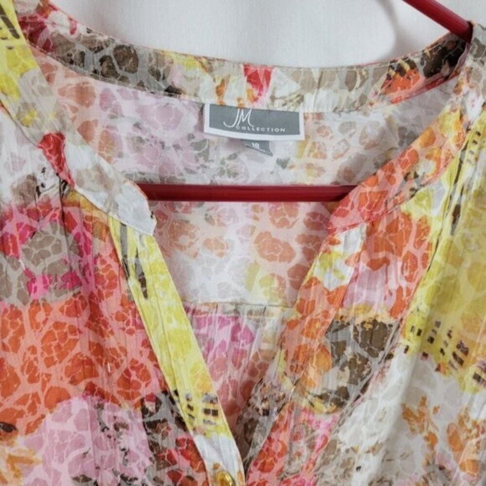 JM Collection Blouse Floral Sz 18 Breezy Flowy BOHO Feminine Vacation embellish - Picture 4 of 9